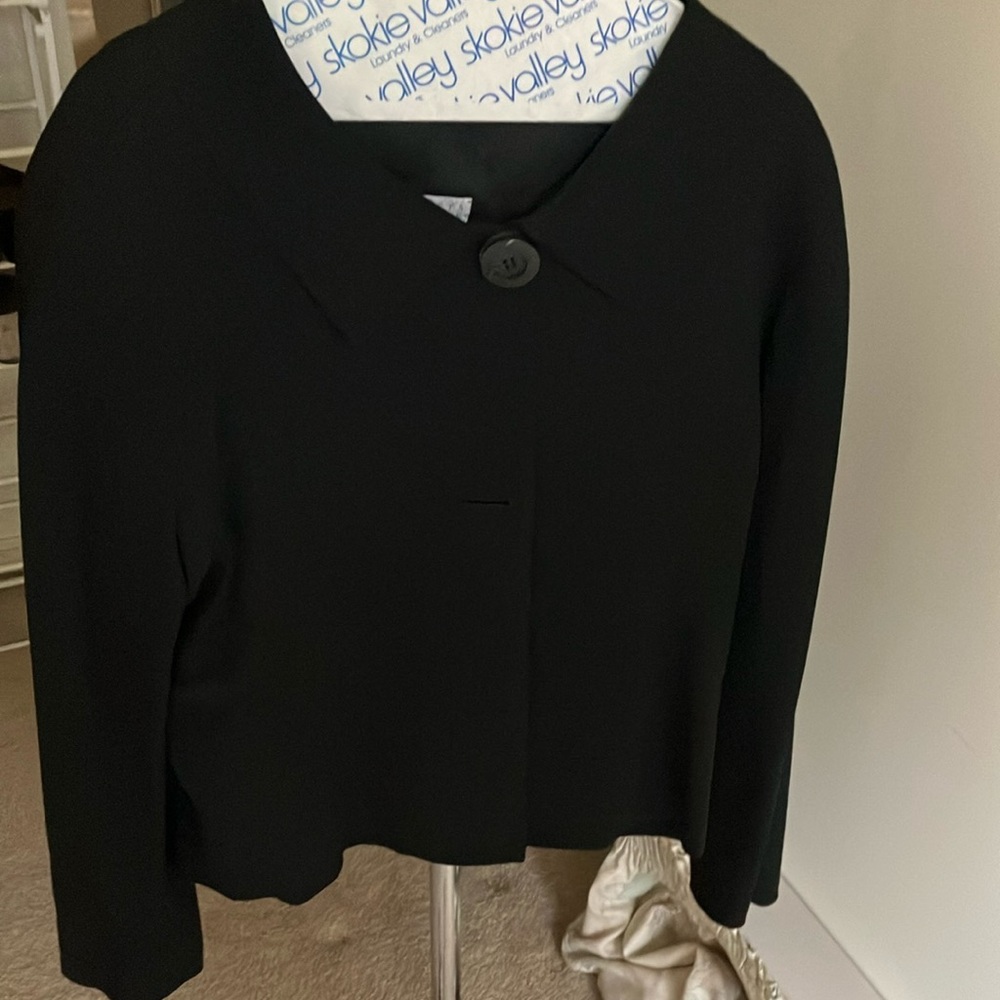 Barney’s New York size 14 black suit. Jackie O look. Skirt to knee.